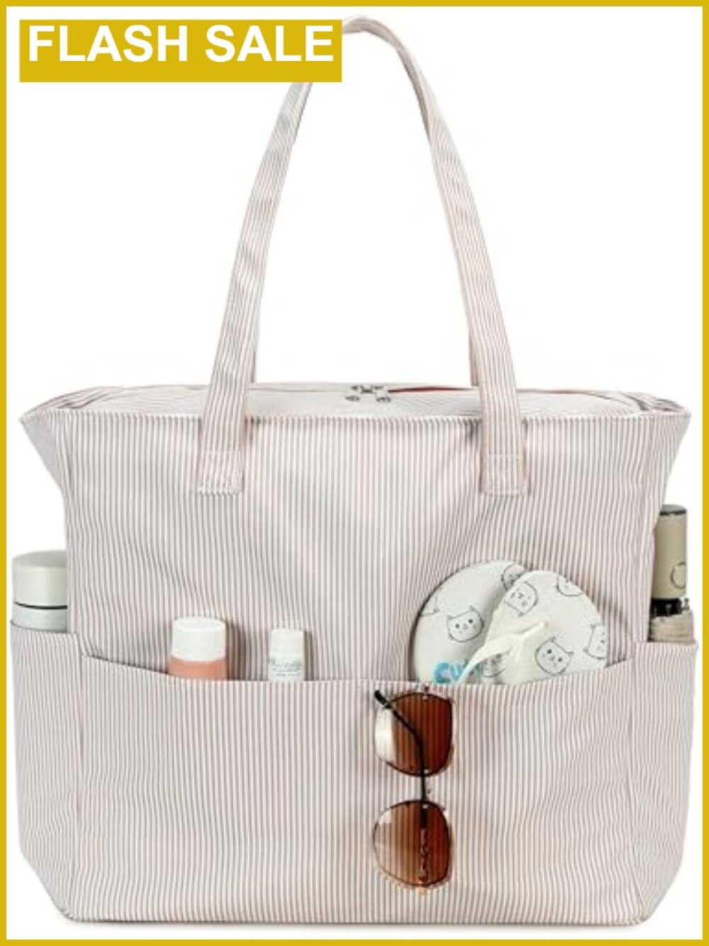 Large Waterproof Beach Tote Bag with Wet Compartment